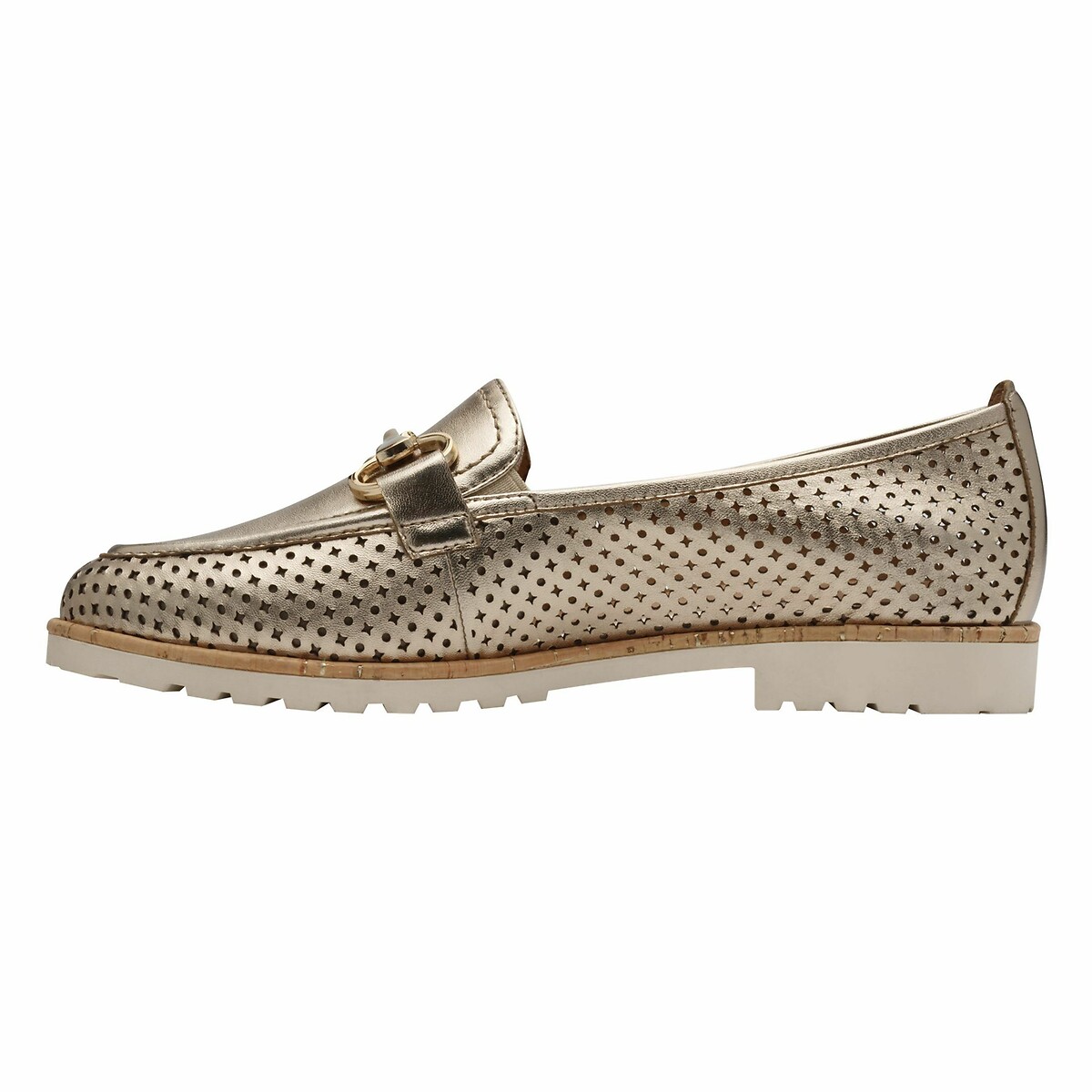 Openwork Leather Loafers gold-coloured, TAMARIS