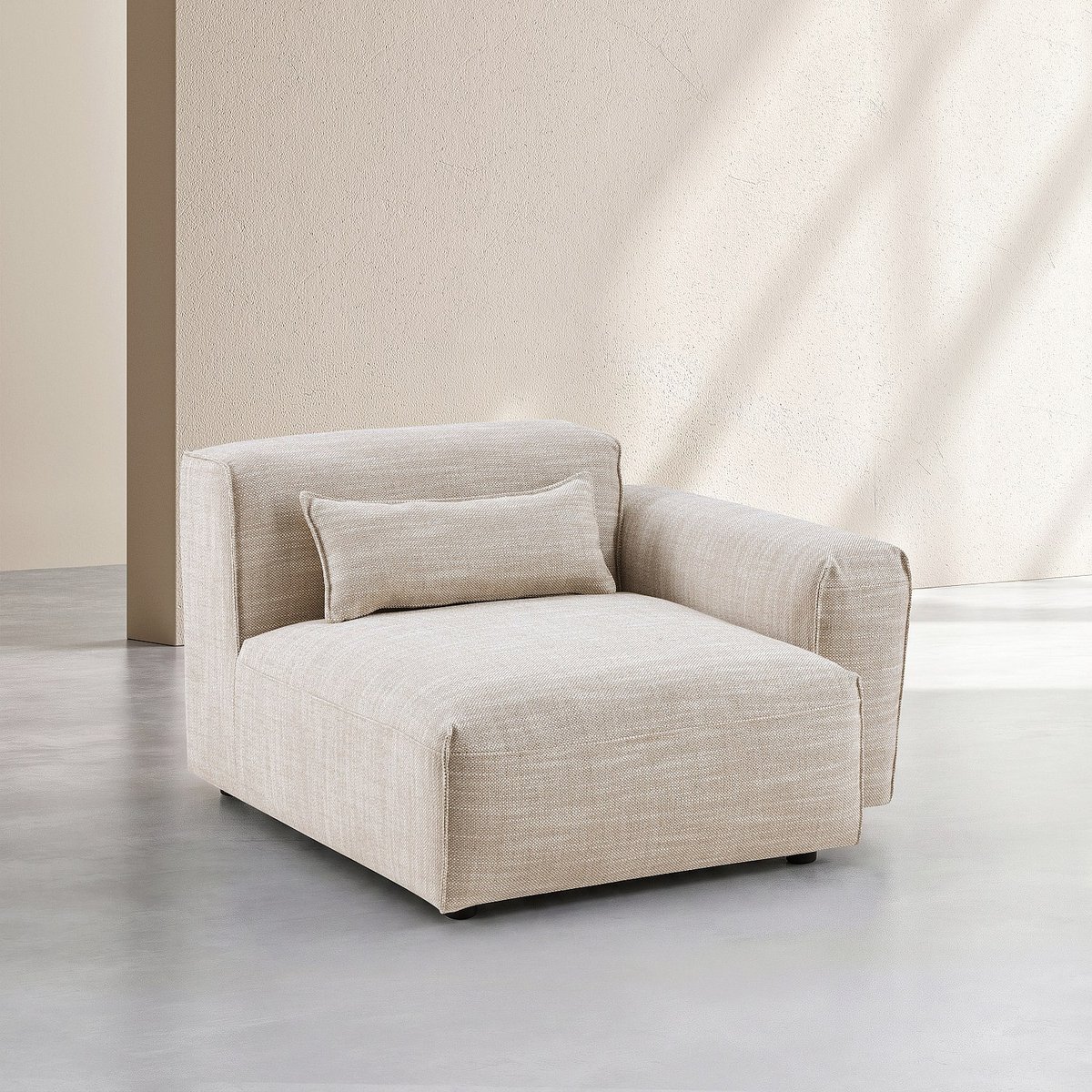 Module d'angle droit en tissu KOFI II beige, HABITAT