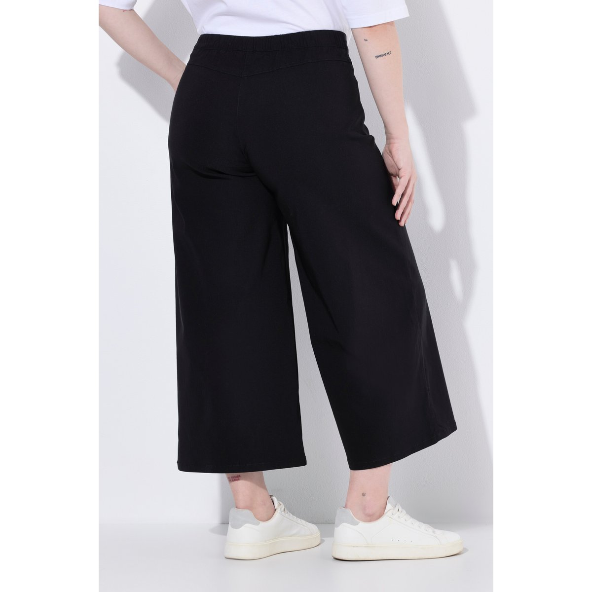 Jupe-culotte en bengaline, taille élastique noir, ULLA POPKEN