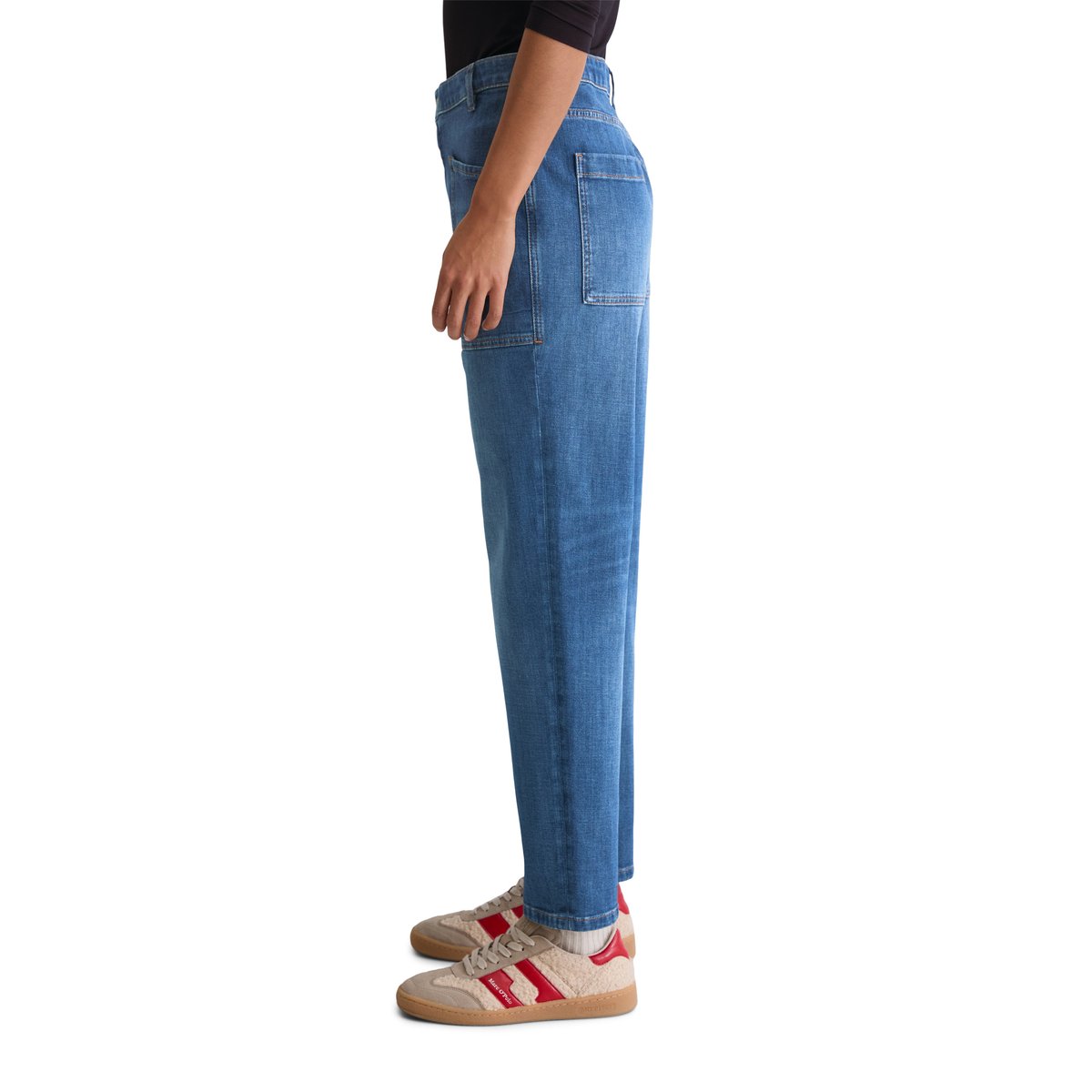 Jeans modèle Iva boyfriend cropped en doux denim Cashmere Touch bleu foncé, MARC O'POLO