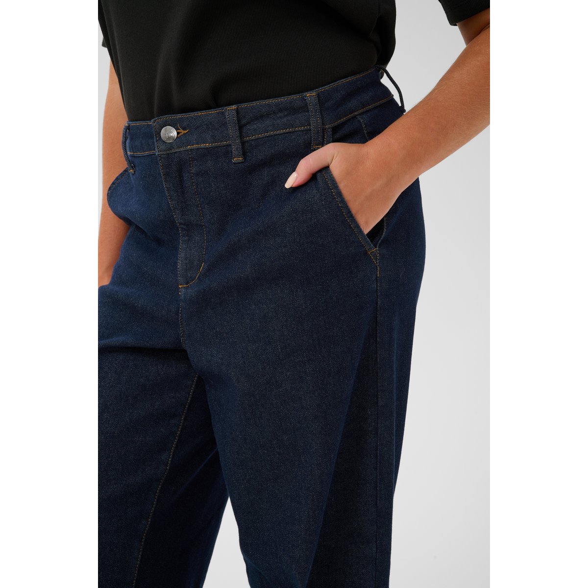 Jeans bleu dark blue unwashed denim, KAFFE CURVE