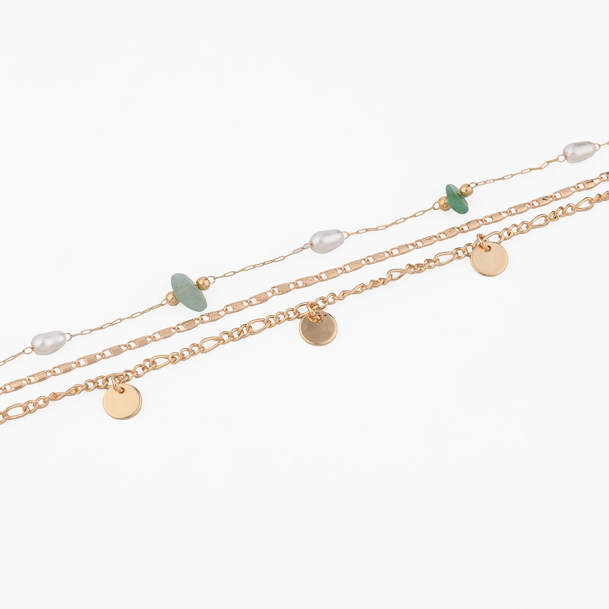 Chaine de cheville multi chaine et pierre d'Aventurine doré, BALABOOSTE