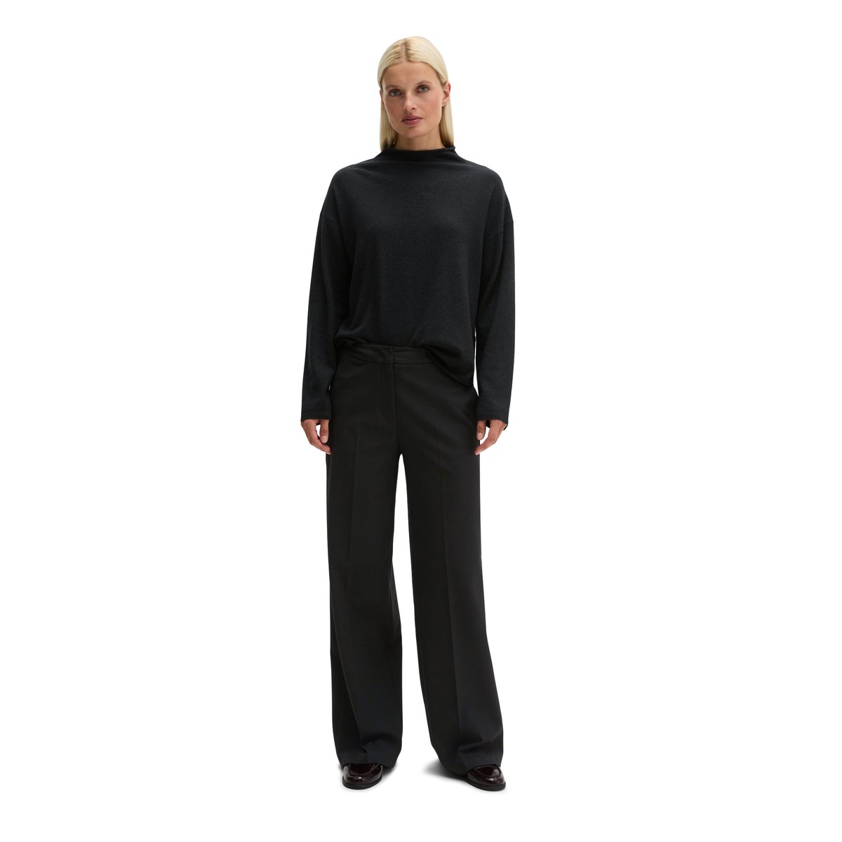 Pull-over en maille fine oversized en doux mélange de laine vierge gris, MARC O'POLO