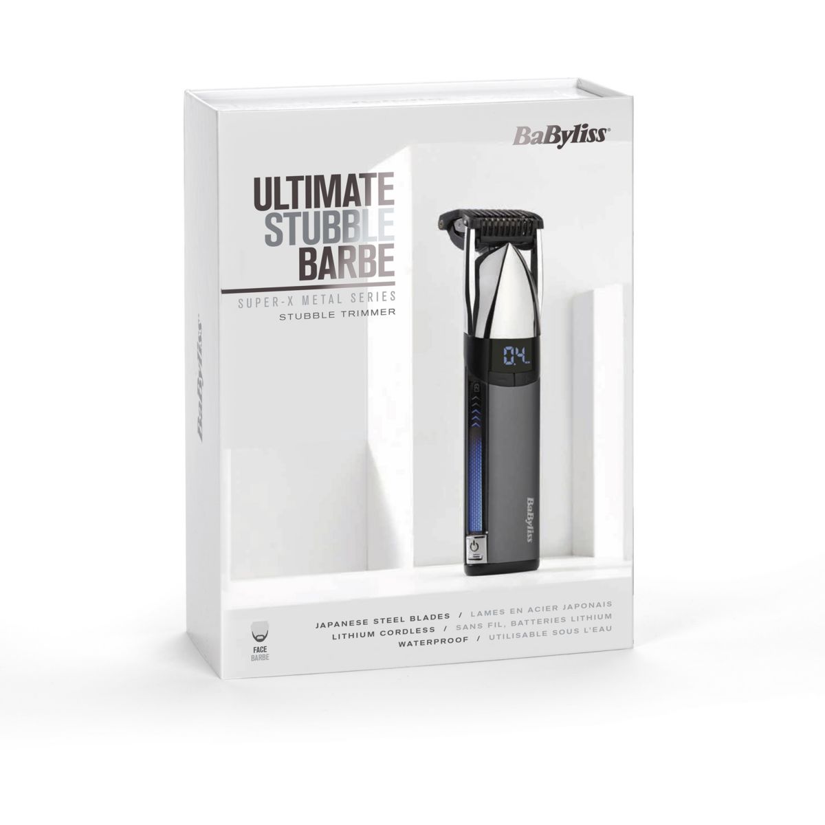 Tondeuse barbe Super-X Metal S996E, molette réglable, 24 hauteurs de coupe, précision 0,2 mm, autonomie 90 mn couleur unique, BABYLISS