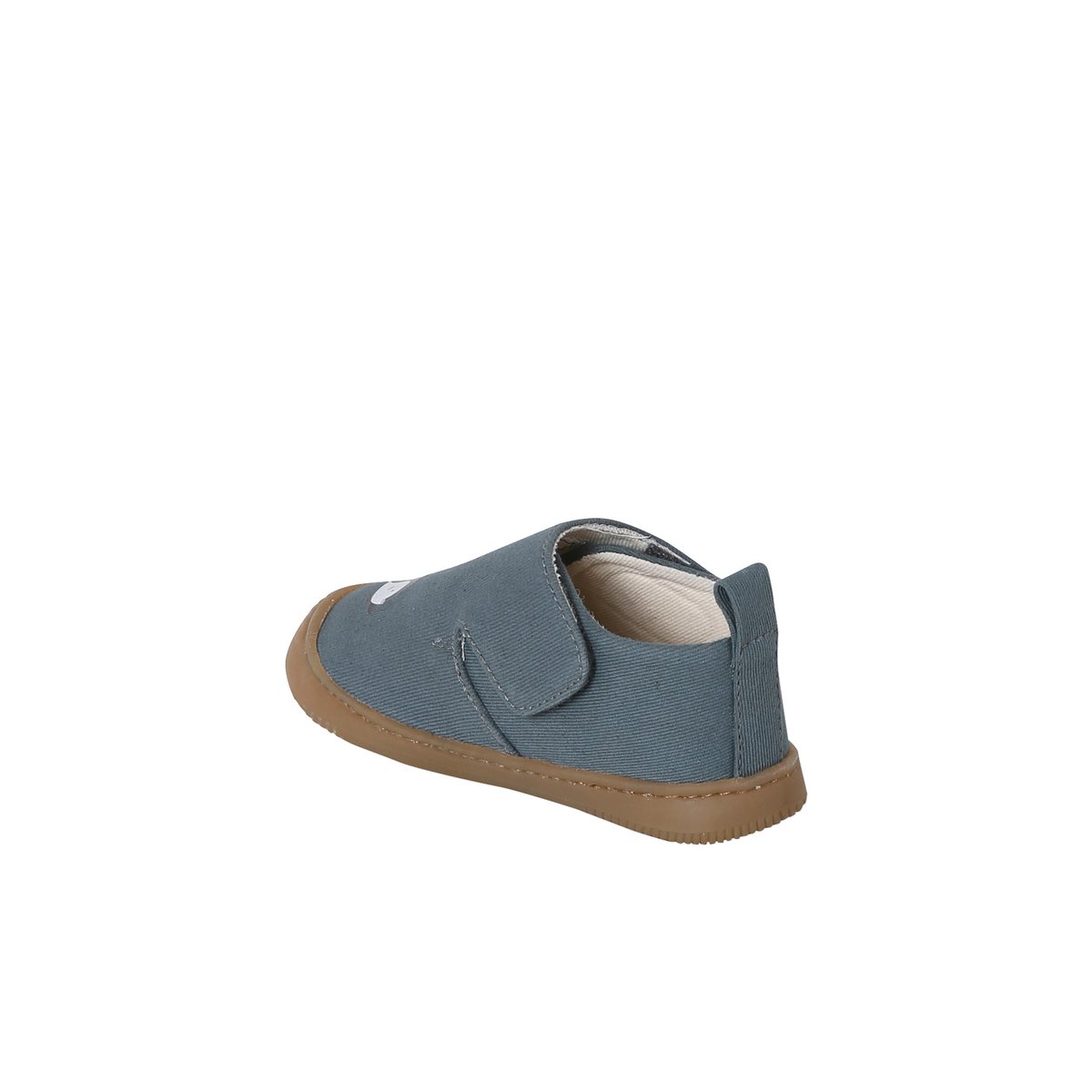 Chaussons à scratchs toile bébé bleu imprimé, VERTBAUDET