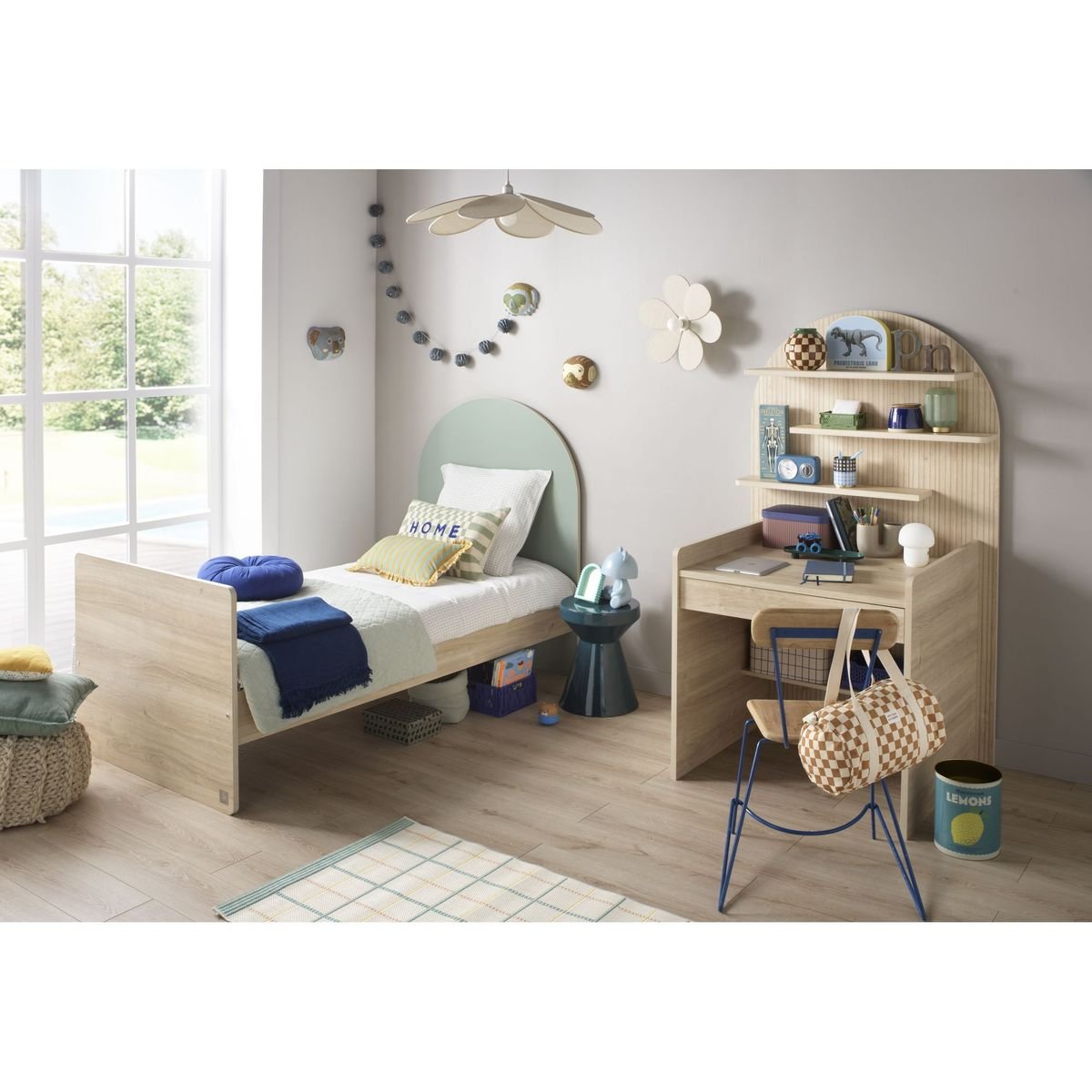 Bureau enfant - décor bois chêne sépia forme arche - ARCHE marron, SAUTHON
