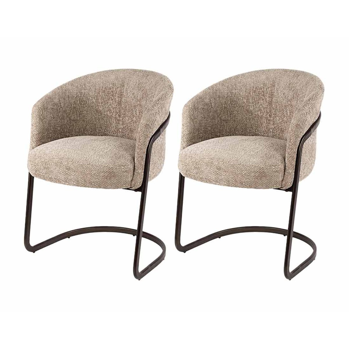 Lot de 2 chaises en tissu texturé, TEO sable, BEST MOBILIER