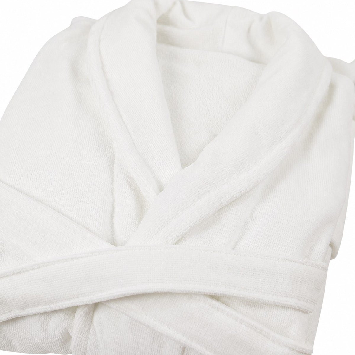 Peignoir mixte coton éponge velours DELUX blanc, LINANDELLE