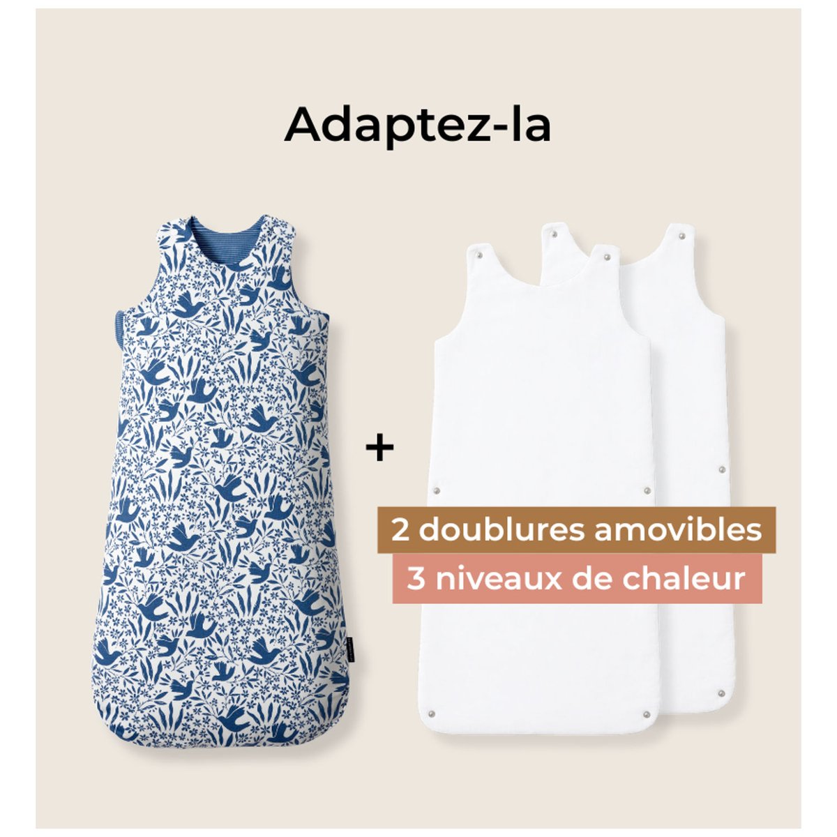 Gigoteuse réversible 4 saisons bleu, LES PETITES BILLES