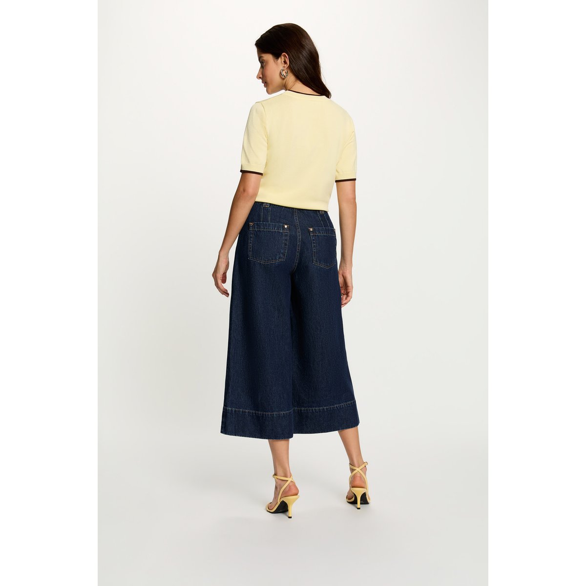Pull manches courtes jaune pastel, MORGAN