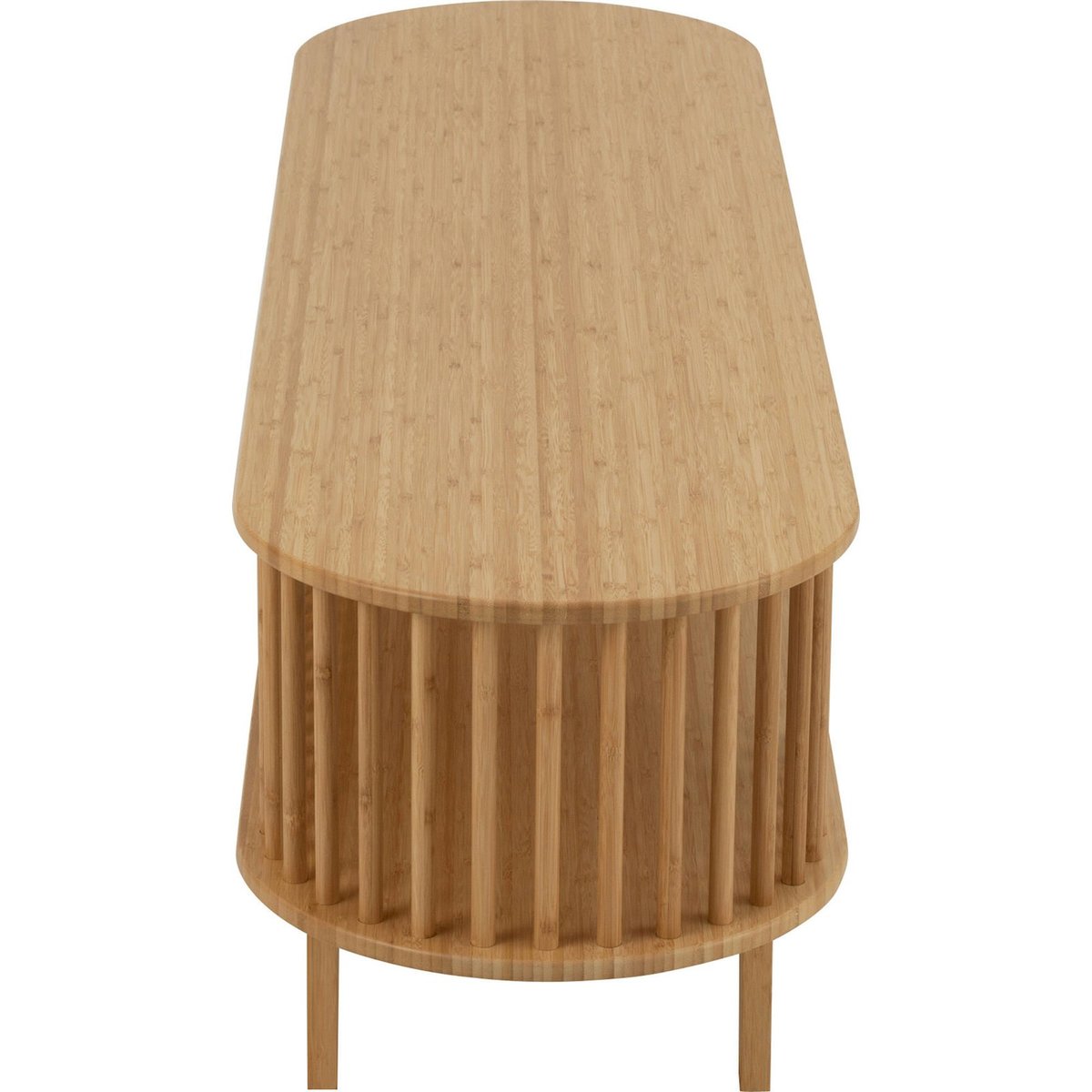 Meuble TV en bambou forme ovale design épuré bambou naturel clair, RECOLLECTION