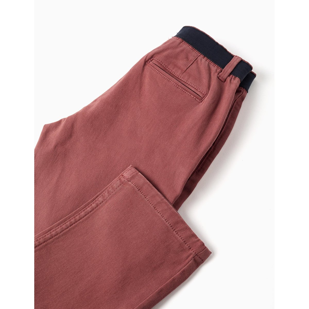 Pantalon chino en sergé à coupe droite avec bande élastique marrón, ZIPPY