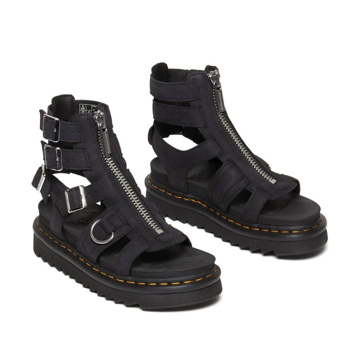 Sandales zippées en cuir Olson noir, DR. MARTENS