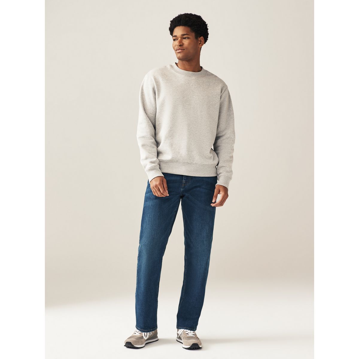Jean stretch coupe droite classique bleu moyen, NEXT