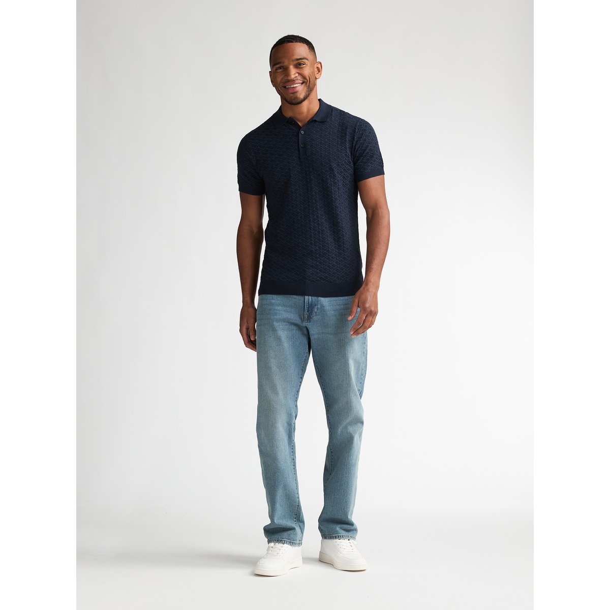 Pull Polo en maille cactus bleu navy blue, PETROL INDUSTRIES