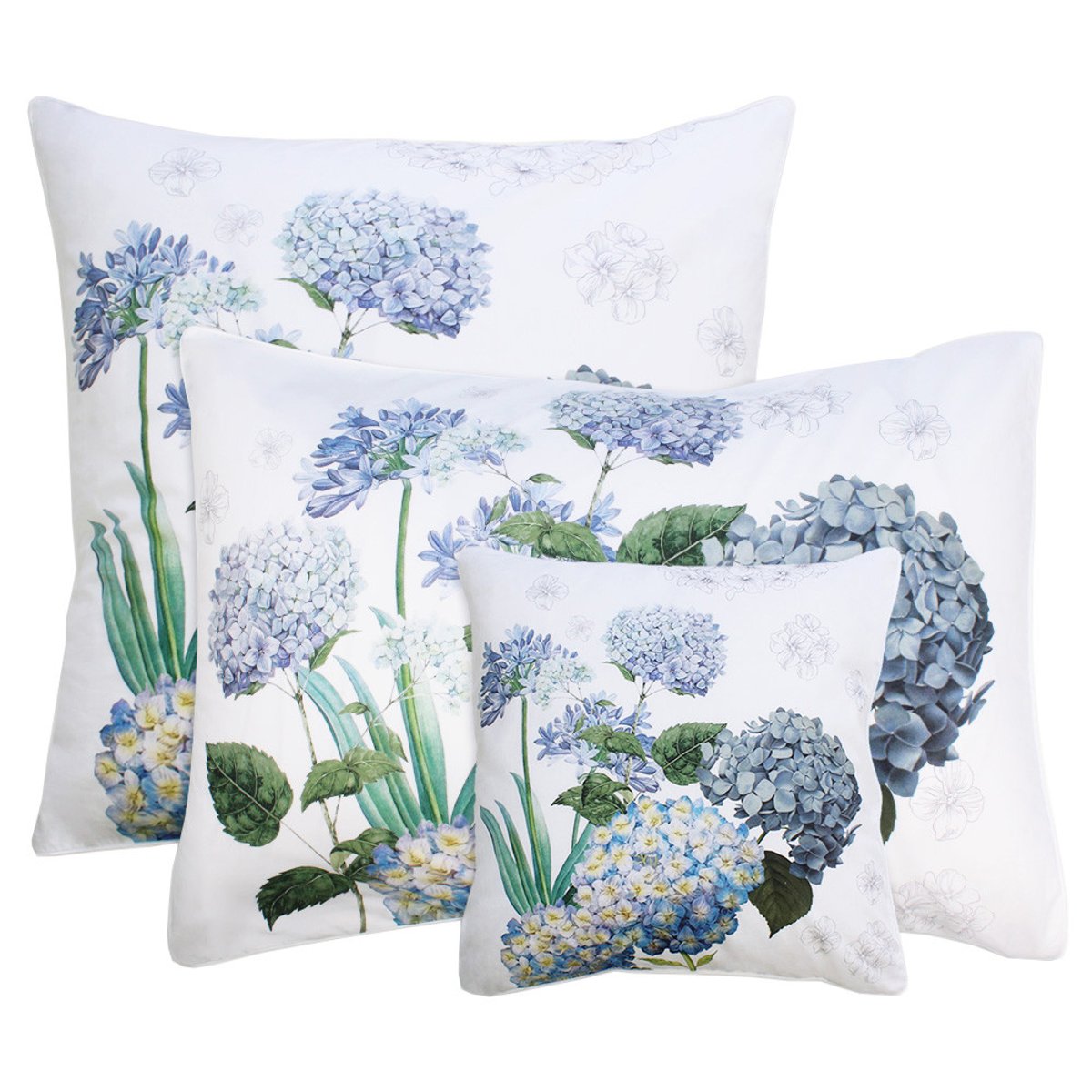 Taie d'oreiller percale de coton MAELYS bleu, GARNIER THIEBAUT