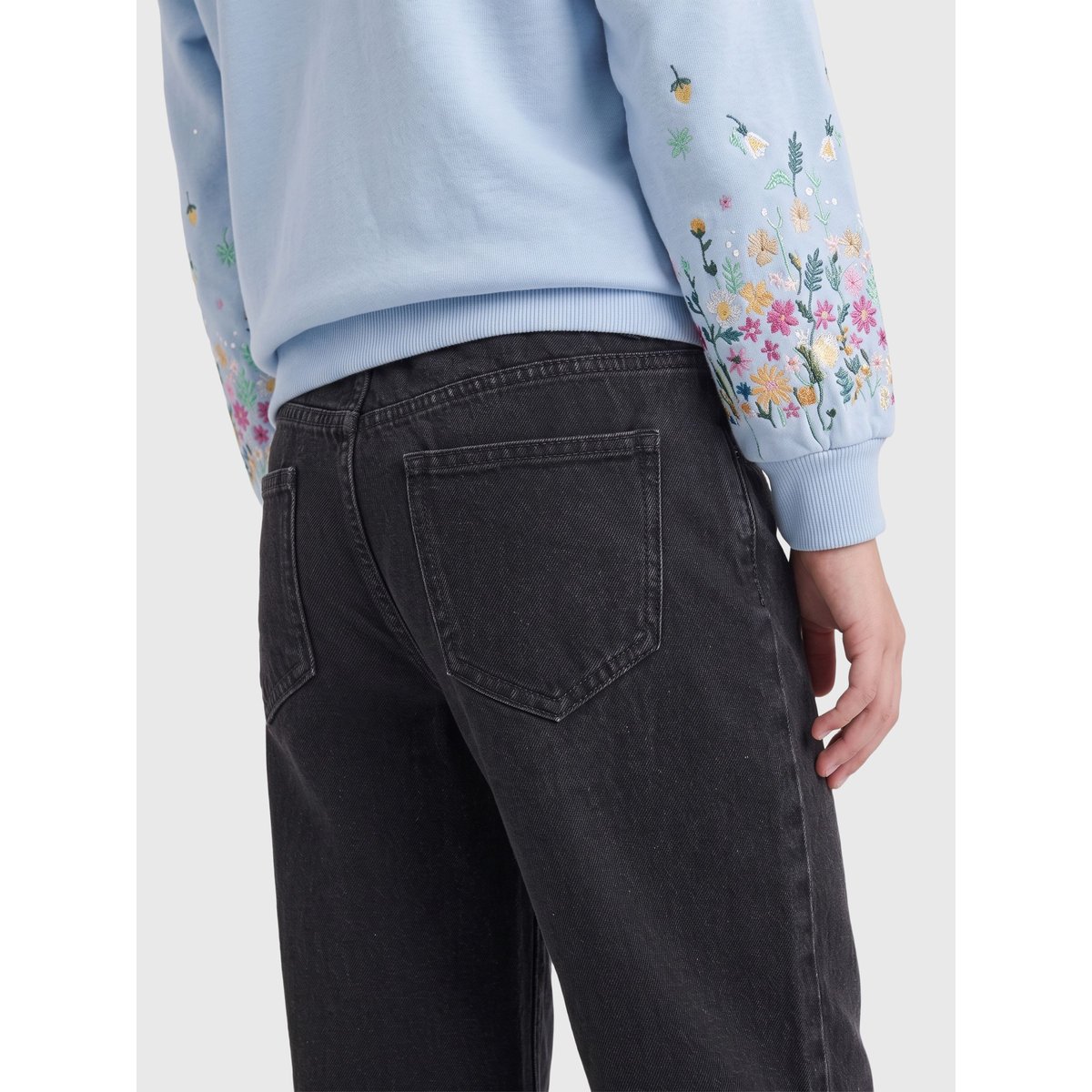Jean Coupe Droite noire - washed black 1, KIDS ONLY