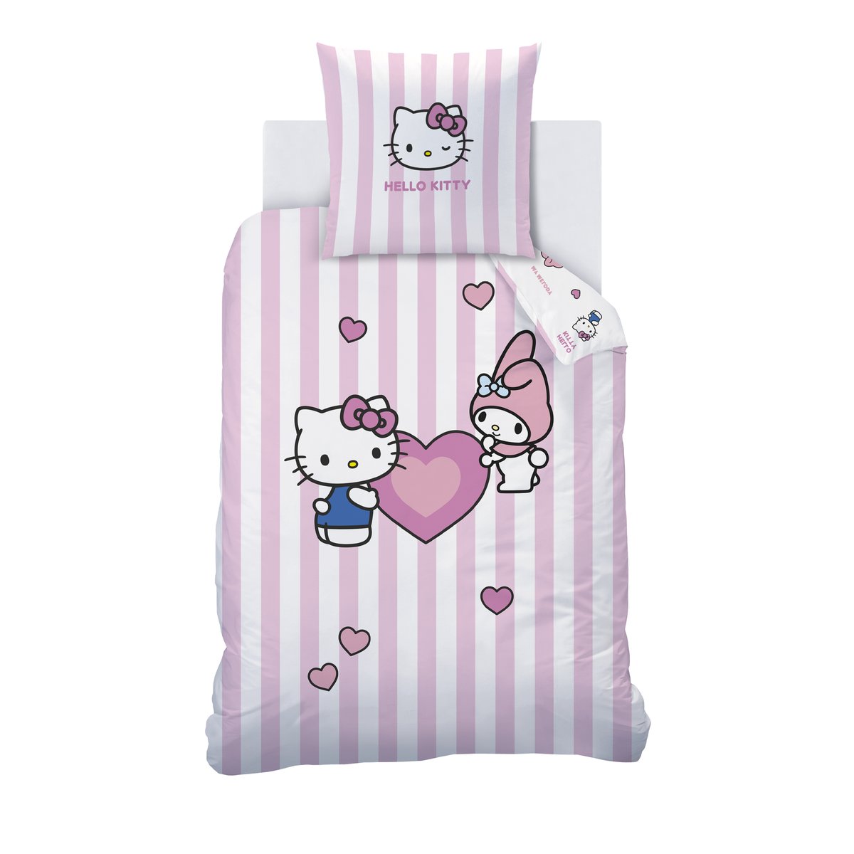 Parure de lit imprimée 100% coton, CLASSIC rose, HELLO KITTY