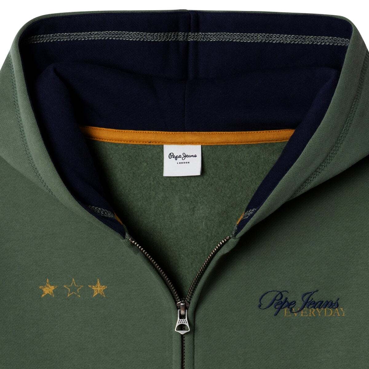 Sweat À Capuche Et Fermeture Éclair Coupe Décontractée vert pin, PEPE JEANS