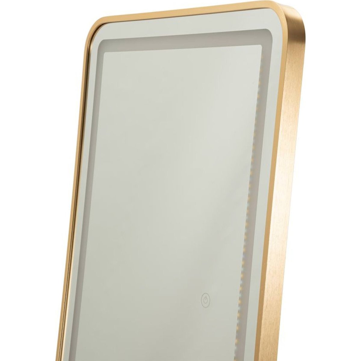 Miroir sur pied rectangulaire LED doré, RECOLLECTION