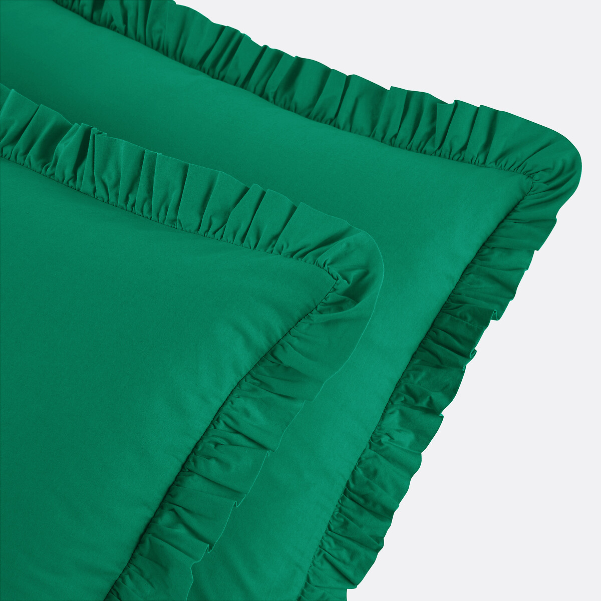 Scenario Washed Cotton Ruffle Pillowcase emerald green, LA REDOUTE INTERIEURS