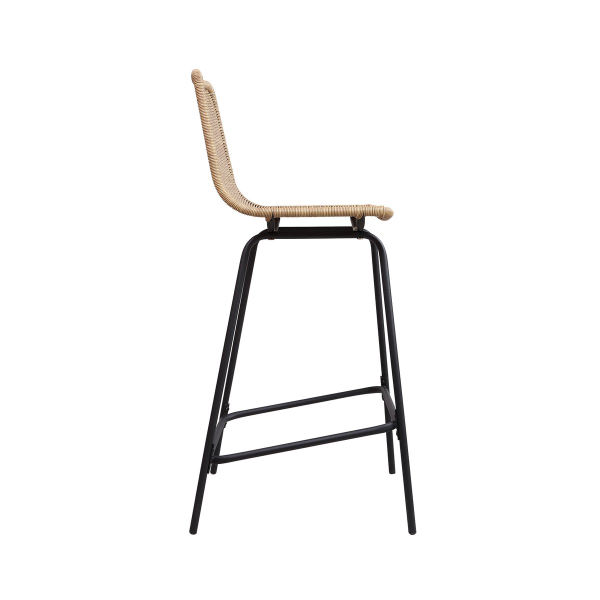 Lot de tabourets d'ilot et bar en métal et assise en rotin 65cm BALI|Lot de 2 | Lot de 2 naturel, MOB IN