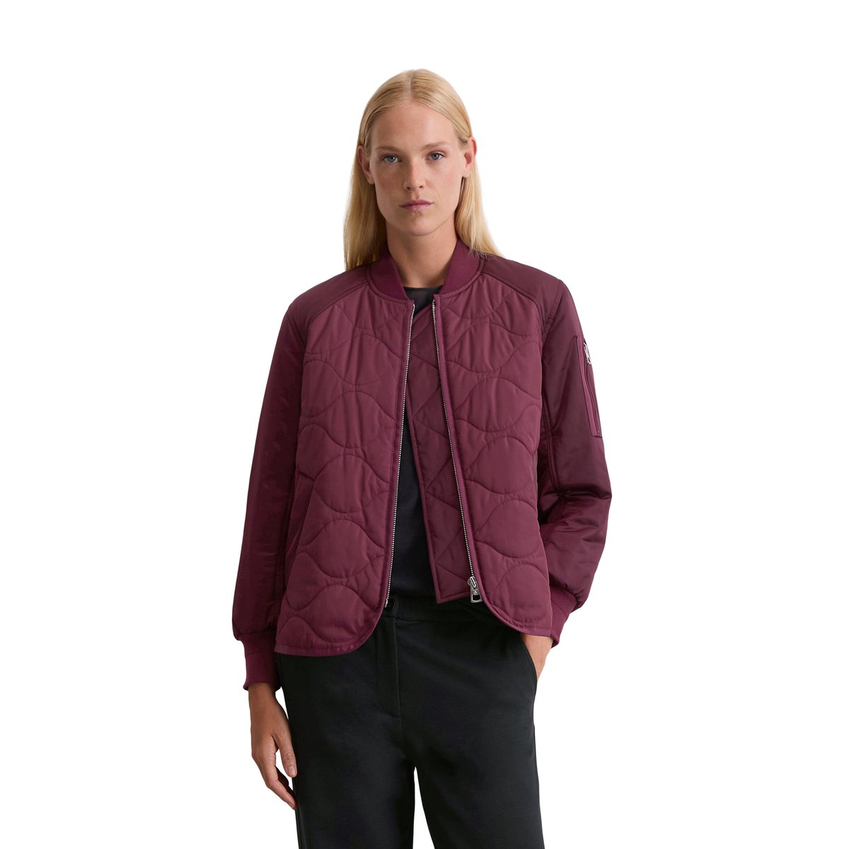 Veste matelassée régulière style cape rouge foncé, MARC O'POLO
