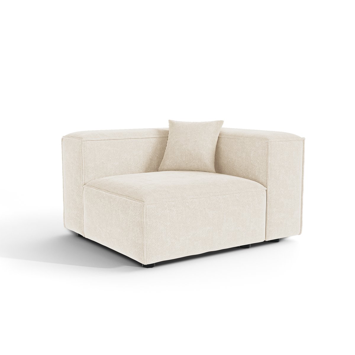 Module d'angle droit en velours chenillé CUBI crème, SIA HOME