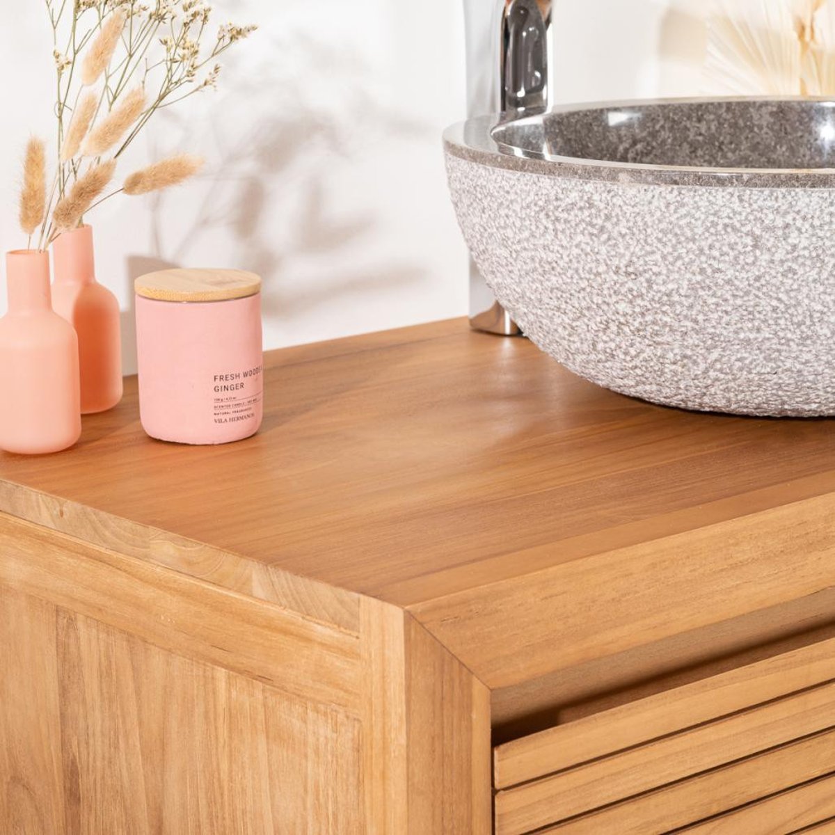 Meuble en teck rectangle 90 VINTAGE naturel, WANDA COLLECTION