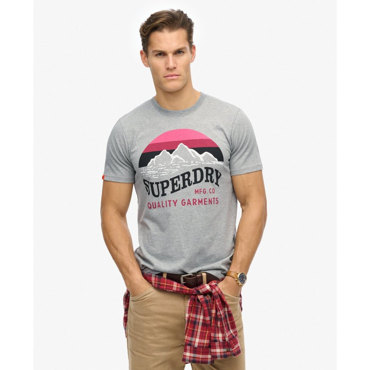 T-shirt décontracté classique Great Outdoors gris poussière clair, SUPERDRY
