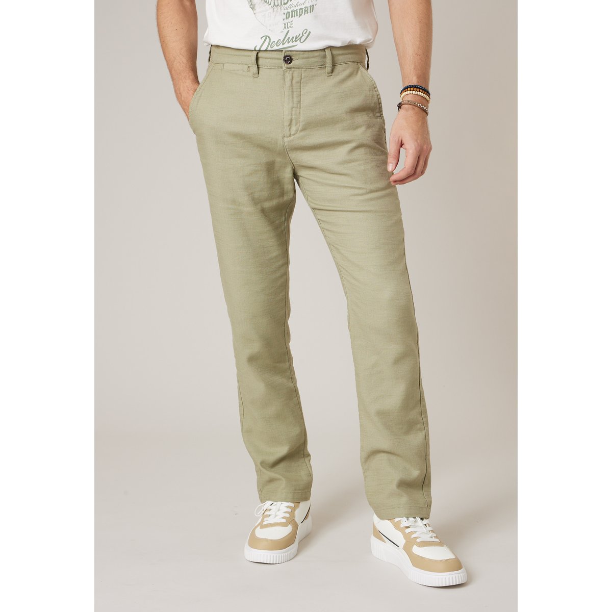 Pantalon régular homme en 100% coton MIDAS amande, DEELUXE