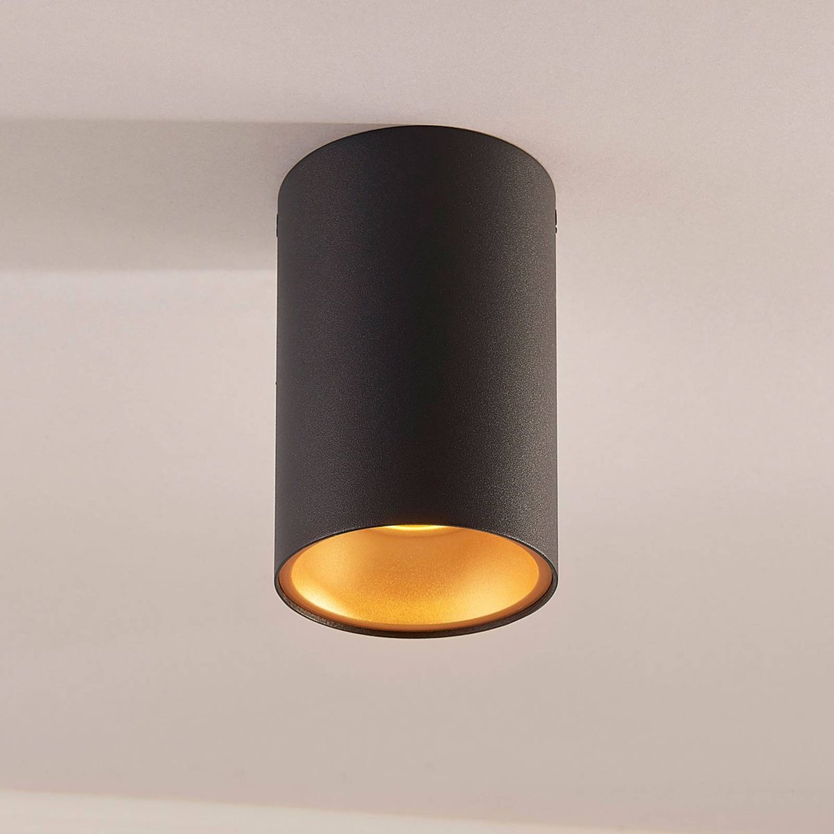 Plafonnier en aluminium moderne, Vinja noir, or, ARCCHIO