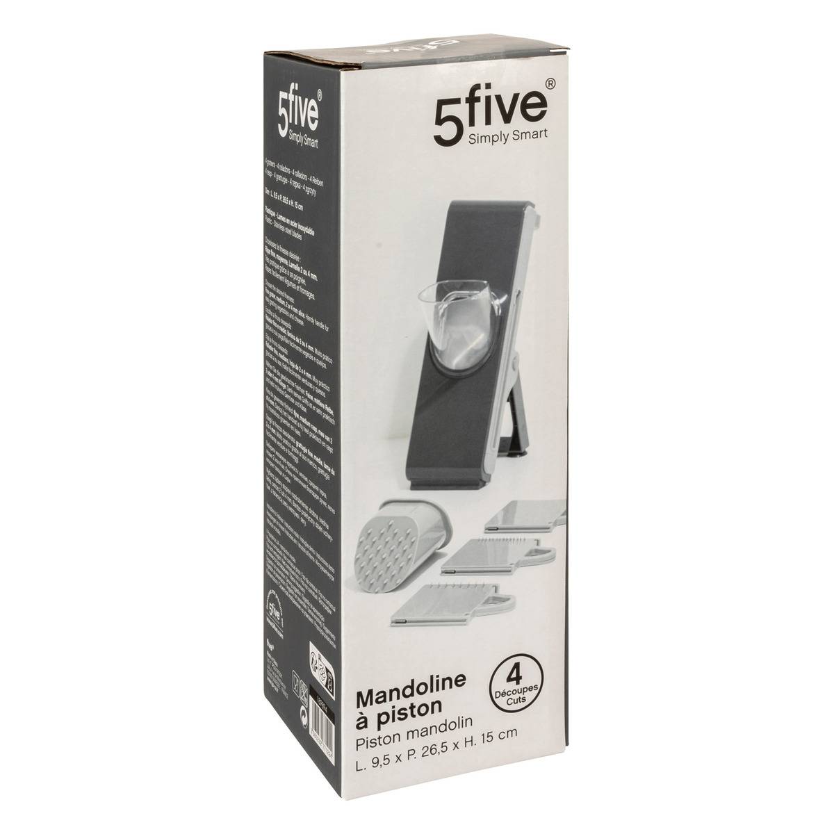 Mandoline multi découpe à poussoir ESSENTIELS gris, 5FIVE SIMPLY SMART