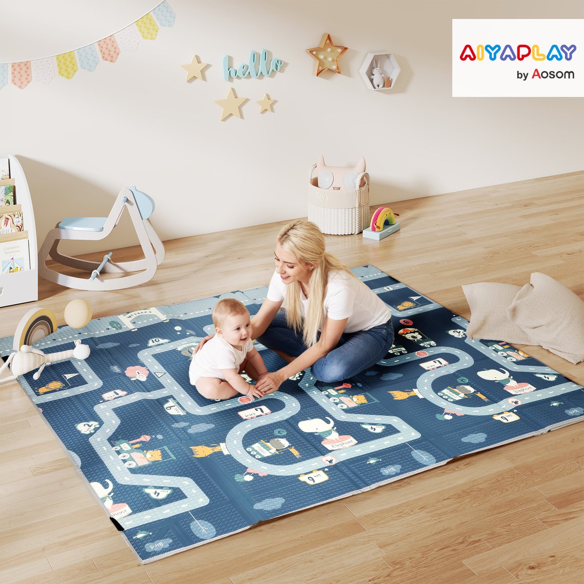 Tapis de jeu pour enfants XPE multicolore multicolore, AIYAPLAY