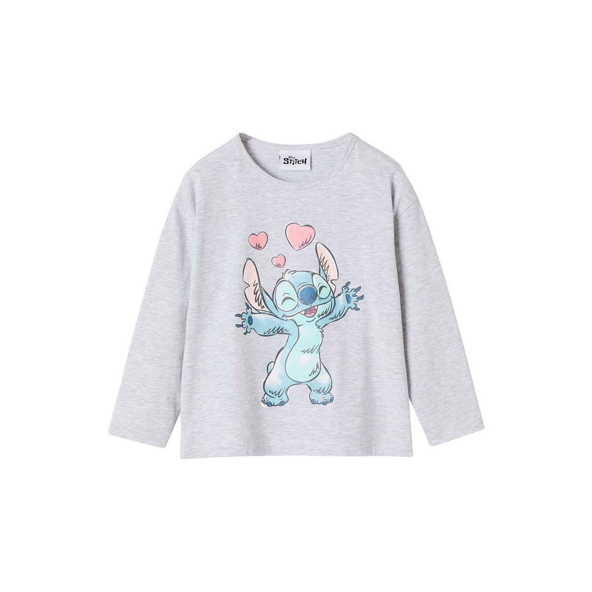 T-shirt manches longues Disney Lilo & Stitch gris chiné, VERTBAUDET