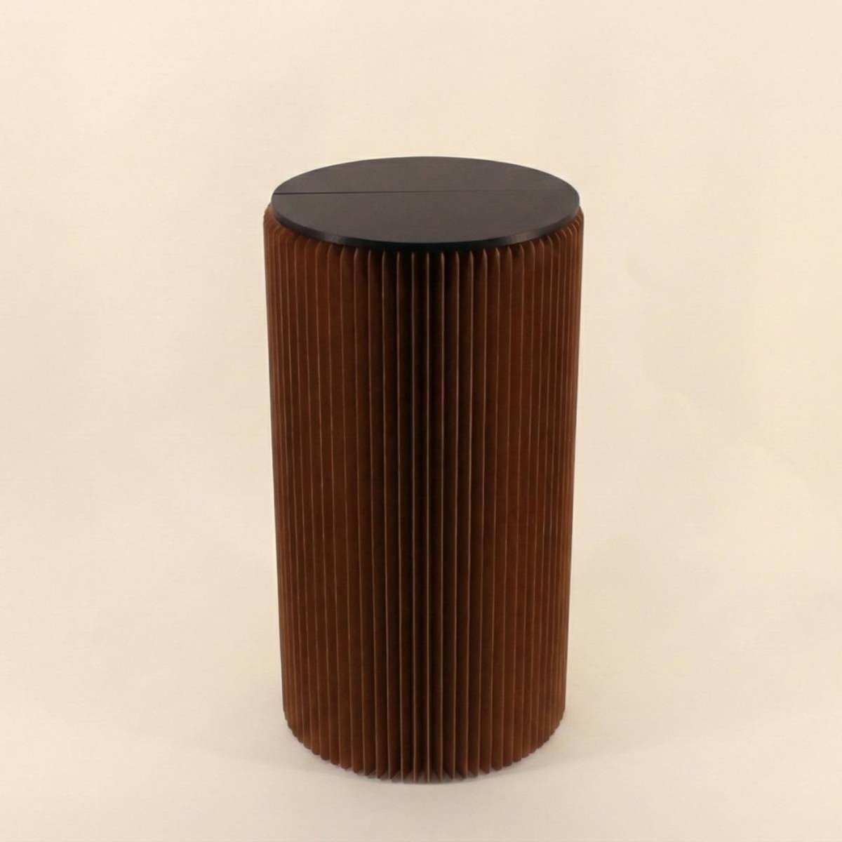 Sellette pliable en carton avec plateau h70xd30cm noir, ORNAMI
