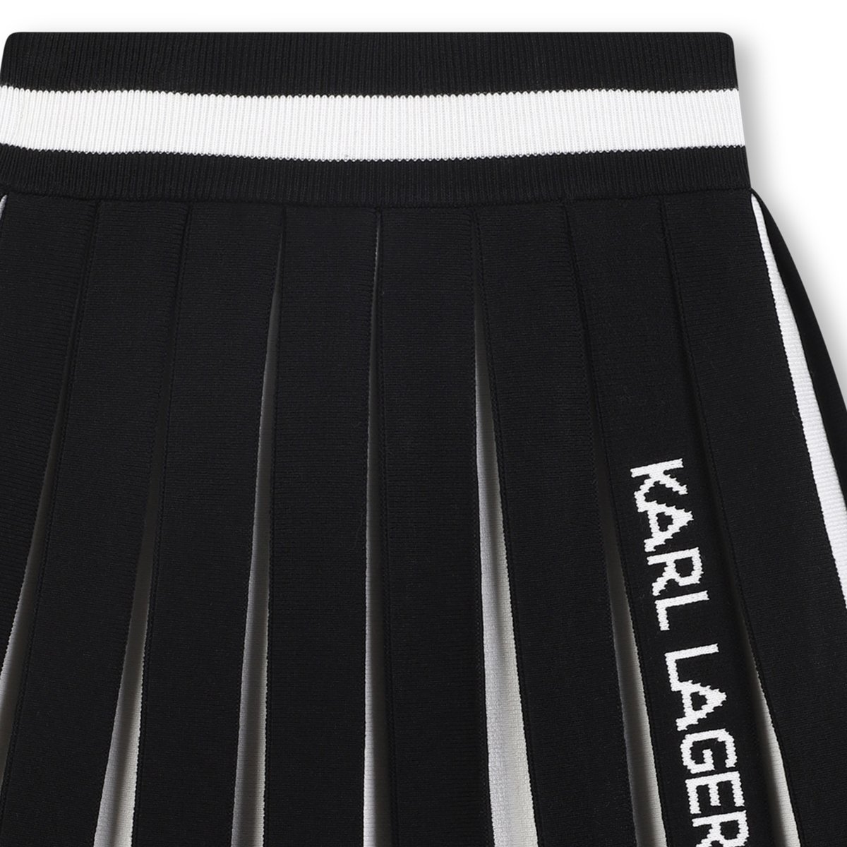 Jupe plissée en maille noir blanc, KARL LAGERFELD KIDS