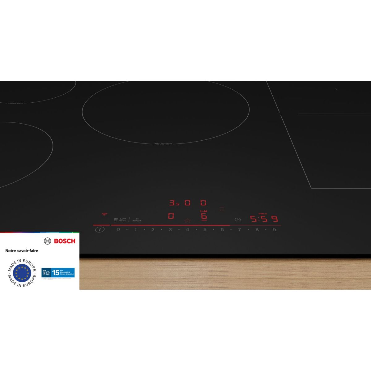Plaque induction PVW81CHB1E série 6, finition carbone mate couleur unique, BOSCH