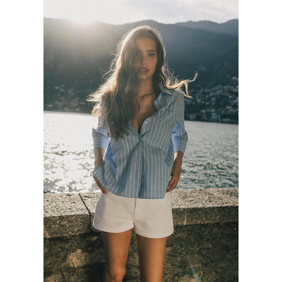 Chemise En Popeline Rayée blue, GUESS