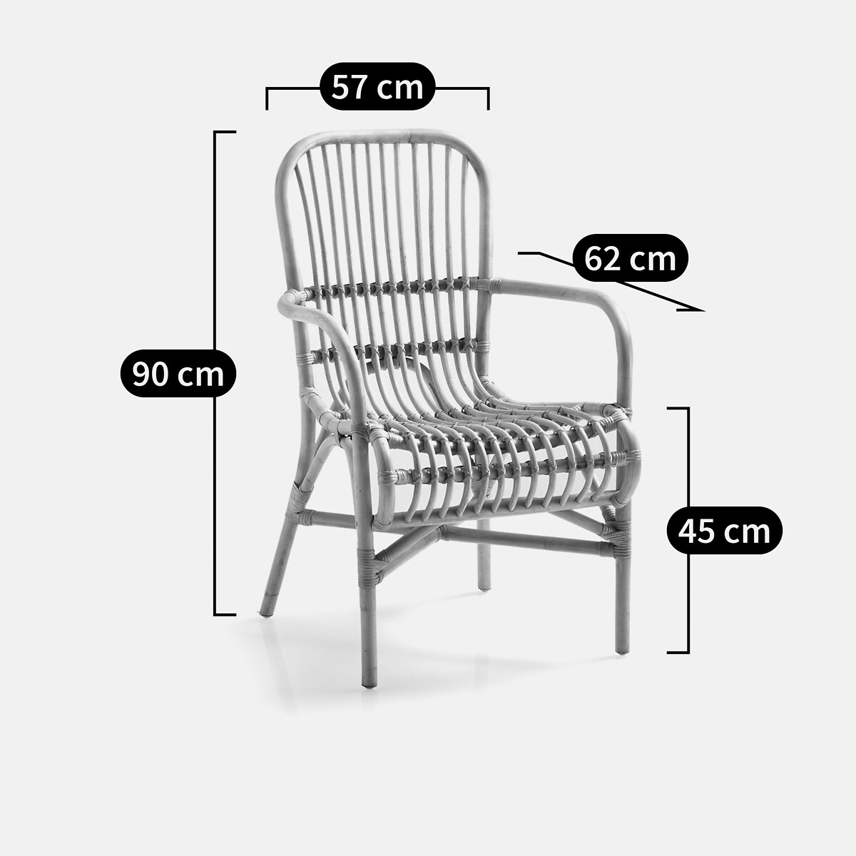 Sillón de mesa de ratán, Malu natural, LA REDOUTE INTERIEURS