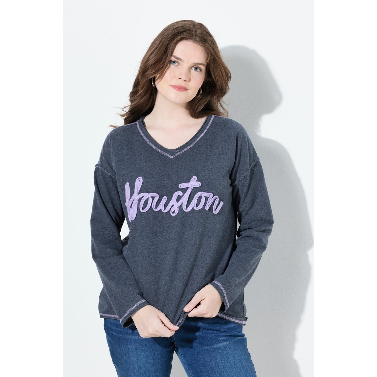 Sweat-shirt imprimé Houston marine, ULLA POPKEN