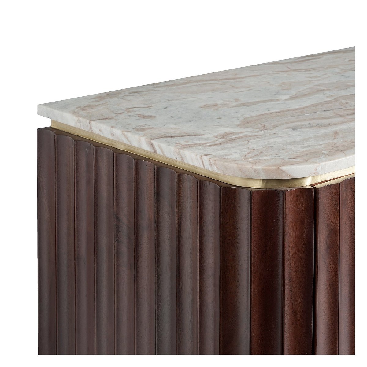 Buffet bois, panneau, marbre HECTOR naturel foncé, HABITAT