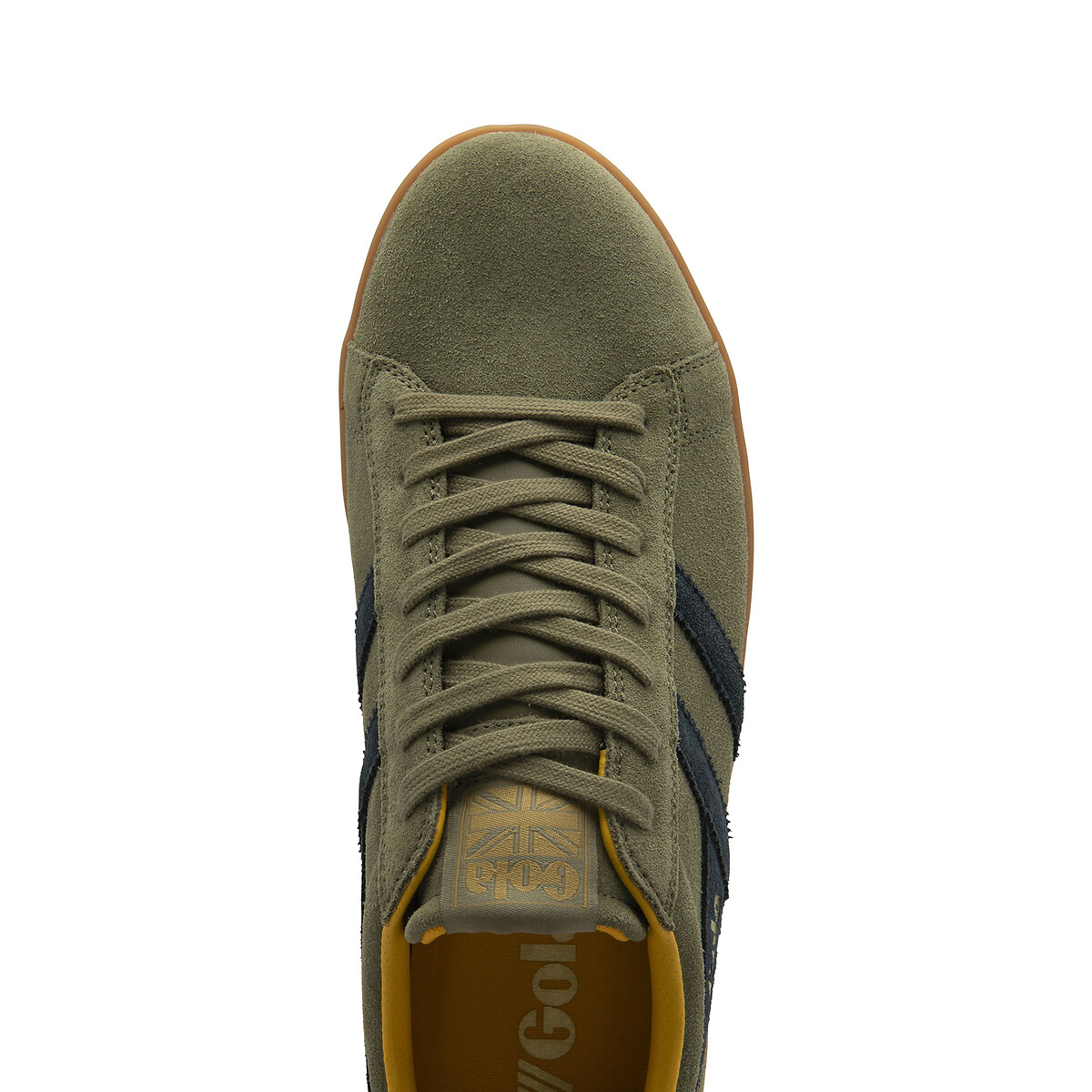 Baskets cuir Equipe II Suede kaki/bleu marine, GOLA