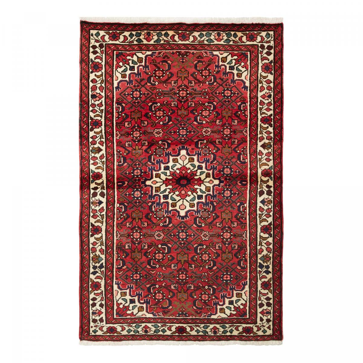 Tapis d'orient, motif oriental noué main en laine, HAMADAN 13 rouge, bleu, crème, UN AMOUR DE TAPIS