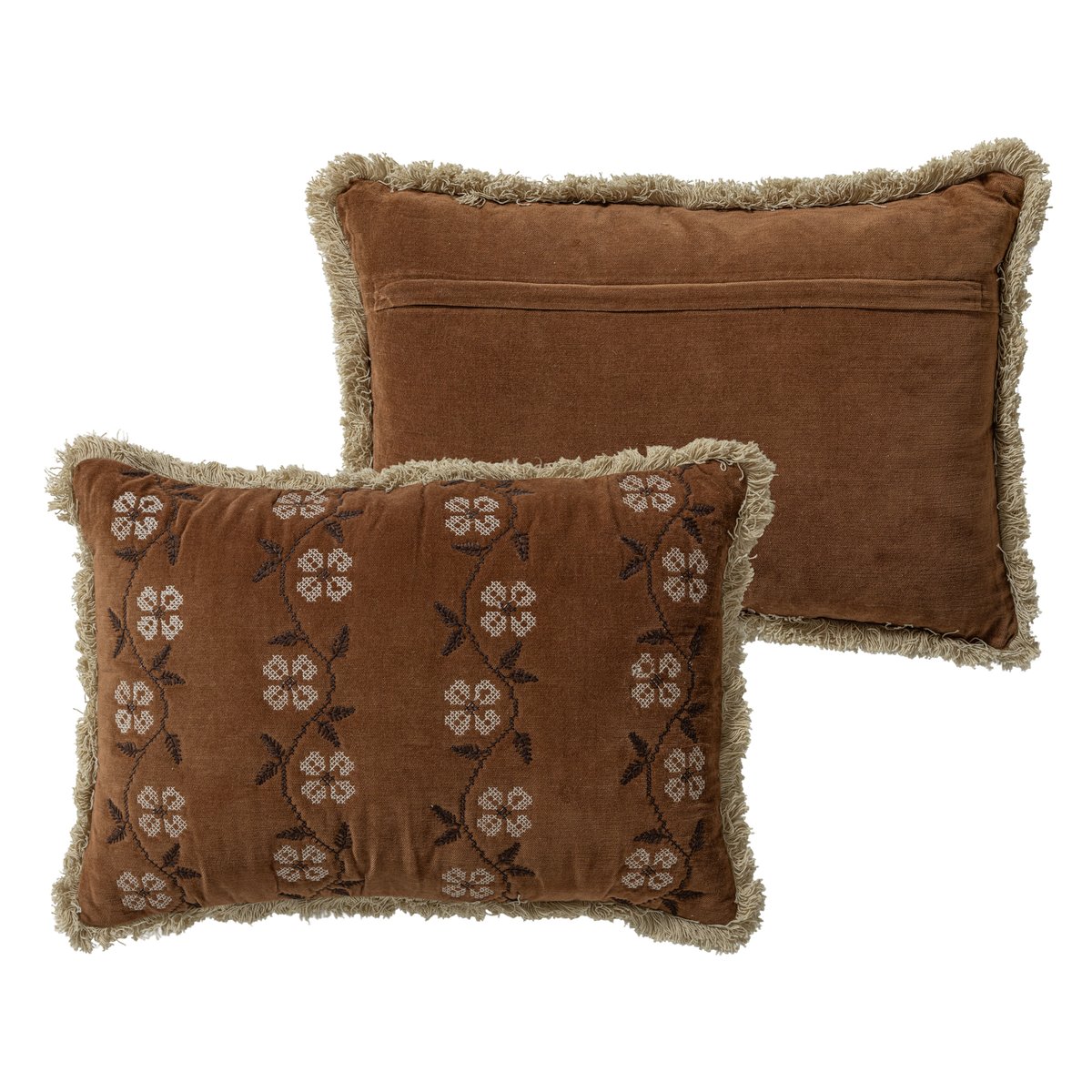 Lot de 4 coussins en coton RELA marron, WOOOD