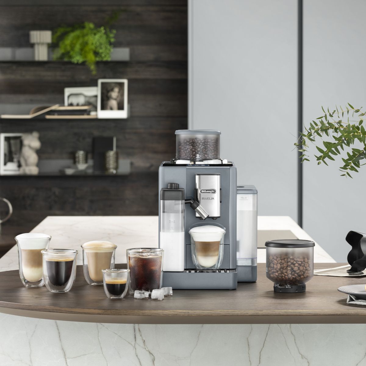 Expresso Broyeur FEB4455.G Rivelia Latte Gris couleur unique, DELONGHI