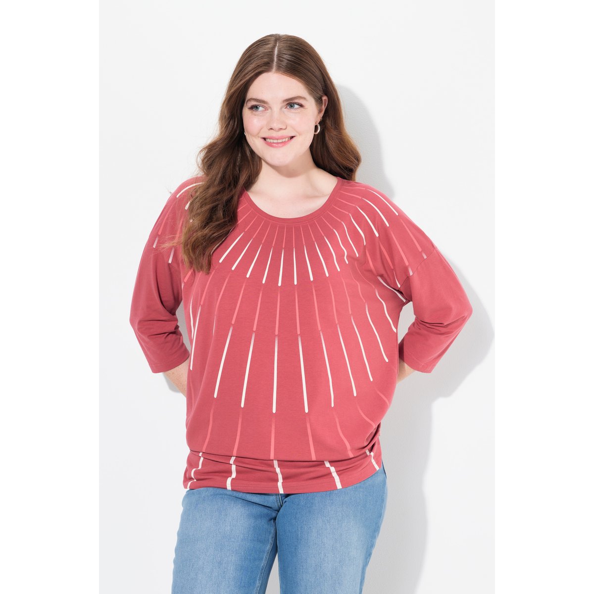 T-shirt oversize en coton bio framboise, ULLA POPKEN