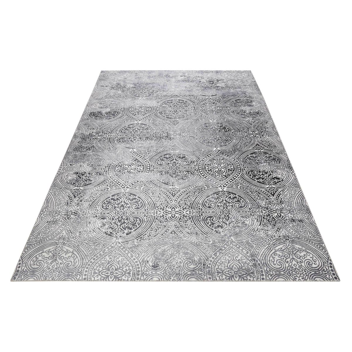 Tapis plat motif cachemire ,  GRACE gris, WECON HOME
