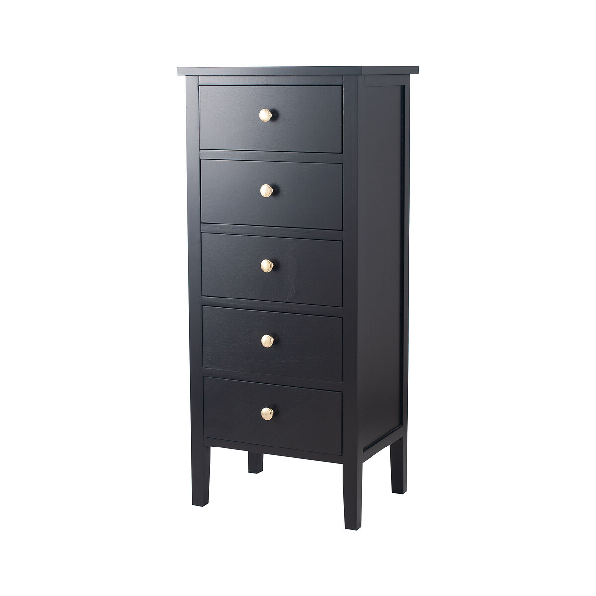Luxe Pine Wood 5 Drawer Tall Boy black, SO'HOME
