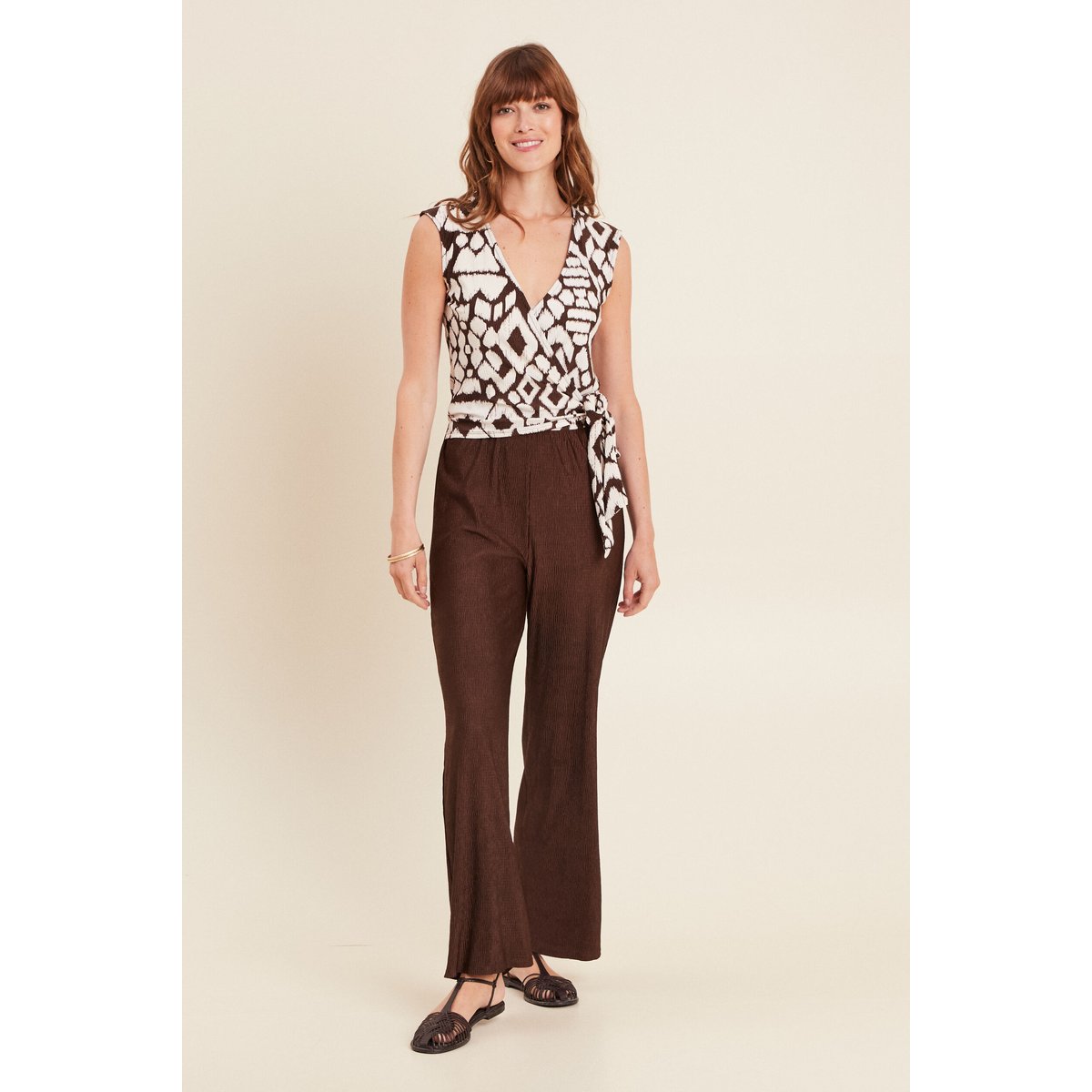 Combinaison pantalon fluide femme marron, BREAL